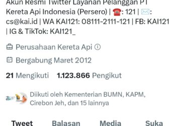 Akun Twitter KAI @KAI121 Sudah Kembali Normal, Masyarkat Bisa Kembali Berinteraksi